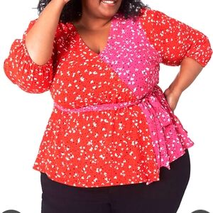 Lane Bryant faux wrap belted top.